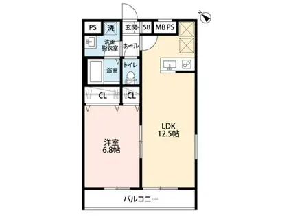 リーブルファイン鶴ヶ島(1LDK/3階)の間取り写真