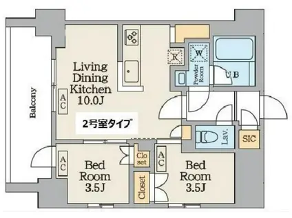 GARDEN XAVIS南蒲田(2LDK/3階)の間取り写真