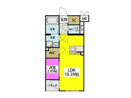 レジデンシャルジェム井尻駅(1LDK/5階)の間取り写真