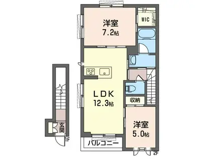 ＪＲ総武線快速 稲毛駅 徒歩11分 2階建 築3年(2LDK/2階)の間取り写真