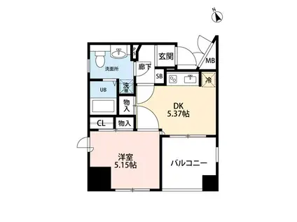 グランドサヴォイ(1DK/13階)の間取り写真