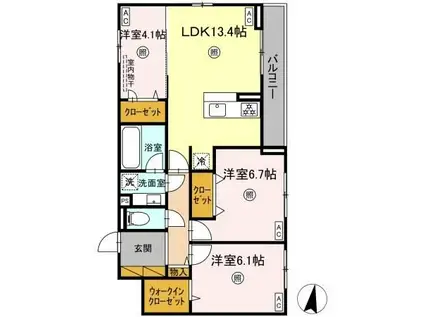 ベルニー太田(3LDK/3階)の間取り写真
