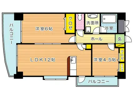 ラフィーネ 小倉(2LDK/5階)の間取り写真