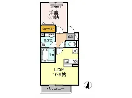 フルーレA (1LDK/2階)の間取り写真