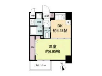 CITY SPIRE 九条I(1DK/4階)の間取り写真