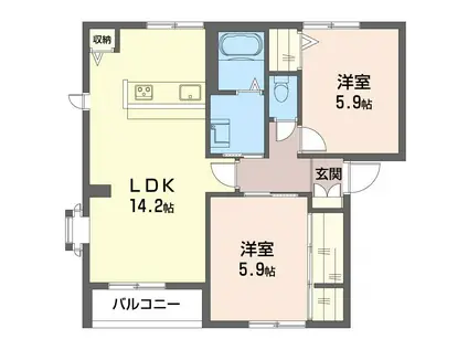 アーバンライフ3番館(2LDK/1階)の間取り写真