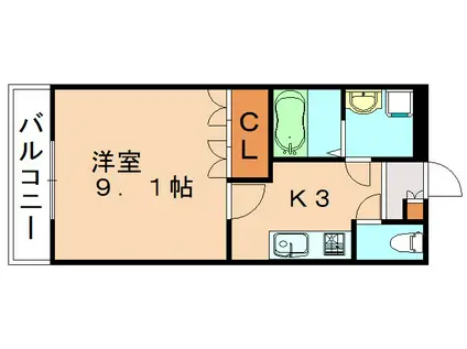 サンライズ A棟(1K/2階)の間取り写真