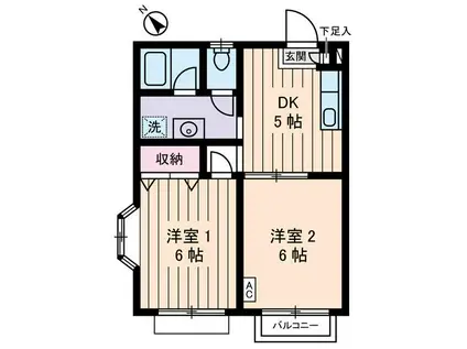 ハイツマイルド(2DK/2階)の間取り写真