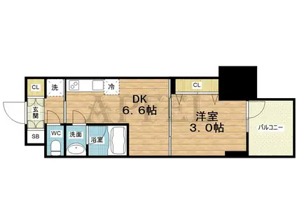 DIMUS北浜(1DK/5階)の間取り写真