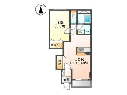 ソレイユ(1LDK/1階)の間取り写真