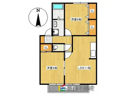 アムールコートI(2LDK/1階)の間取り写真