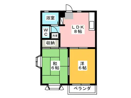 グレースハイムC棟(2DK/1階)の間取り写真