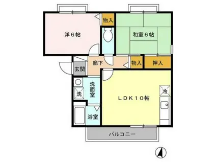 プリムヴェール弐番館(2LDK/2階)の間取り写真