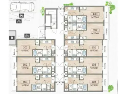 AILE岡場III(1K/3階)の間取り写真