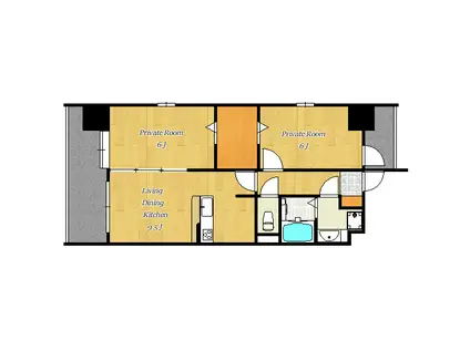 LA PECHE(2LDK/4階)の間取り写真