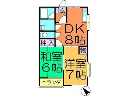 アベニール(2DK/2階)の間取り写真