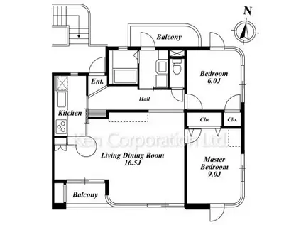 中延ハウス(2LDK/2階)の間取り写真