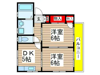 メゾンエスポワール(2DK/1階)の間取り写真
