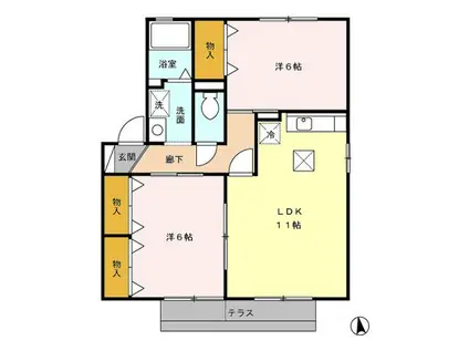 セジュール モア B(2LDK/1階)の間取り写真