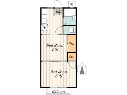 パピヨンII(2K/1階)の間取り写真