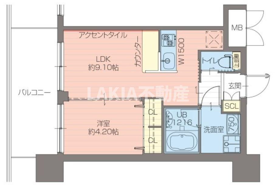プレジオ御幣島(1LDK/9階)の間取り写真
