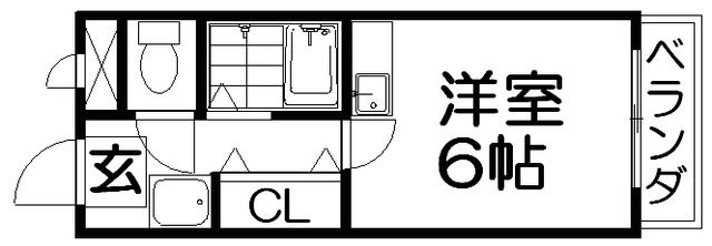 ツインビルB棟(1K/4階)の間取り写真