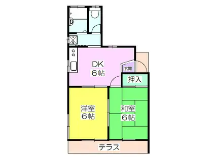 プチメゾン(2DK/1階)の間取り写真