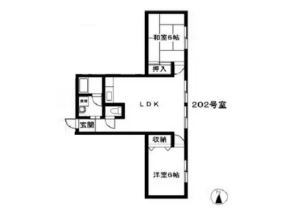 新前橋マンション(2LDK/2階)の間取り写真