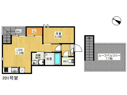 GRANDTICRESIDENCE香椎(1LDK/2階)の間取り写真