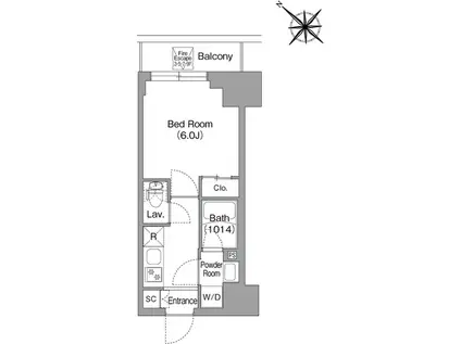 コンフォリア・リヴ横浜平沼(1K/7階)の間取り写真