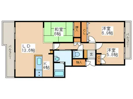 カーサグランデージA棟(3LDK/4階)の間取り写真