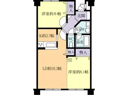 アルカンシェル(2LDK/3階)の間取り写真