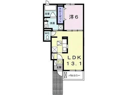 ファウンテン ヒルズI(1LDK/1階)の間取り写真