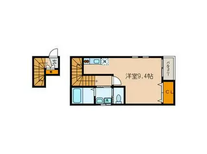 フォレストコート N棟(ワンルーム/2階)の間取り写真