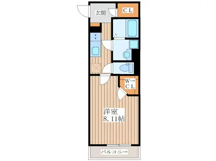 フォルトゥナ北仙台(1K/3階)の間取り写真