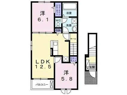 カリテス(2LDK/2階)の間取り写真