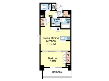 LA VERT上木崎(1LDK/4階)の間取り写真