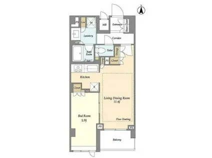 リーブルグラント四谷三丁目(1LDK/2階)の間取り写真