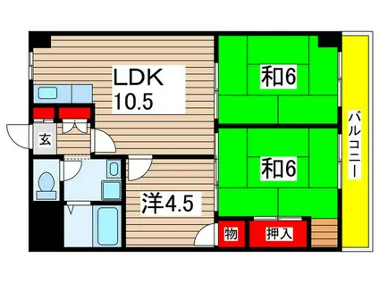 布施ビルI(3LDK/4階)の間取り写真