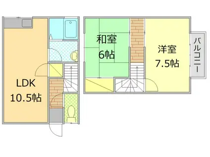 米山ハイツ(2LDK/1階)の間取り写真