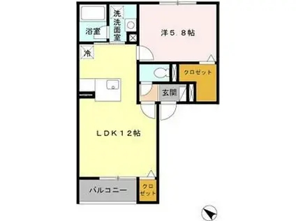 リラ澄川(1LDK/3階)の間取り写真