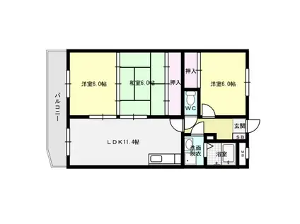 クレセントパレス(3LDK/2階)の間取り写真