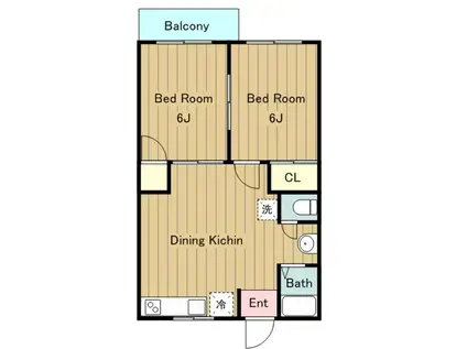 ベルメゾン多摩(2LDK/2階)の間取り写真