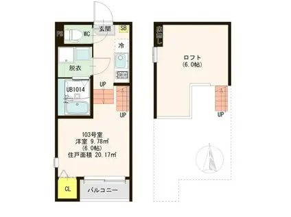 グレーステラス福住(1K/1階)の間取り写真