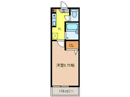 アプリコット三輪(1K/2階)の間取り写真