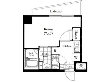 ライオンズマンション西が丘南(1K/4階)の間取り写真