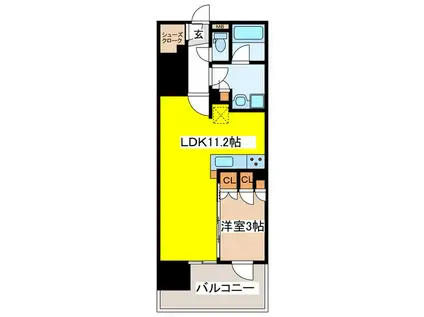 グラディス南石堂(1LDK/7階)の間取り写真