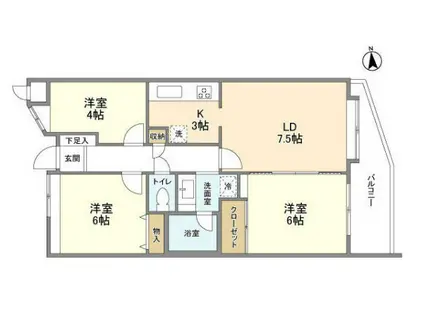 アルス立川(3LDK/5階)の間取り写真