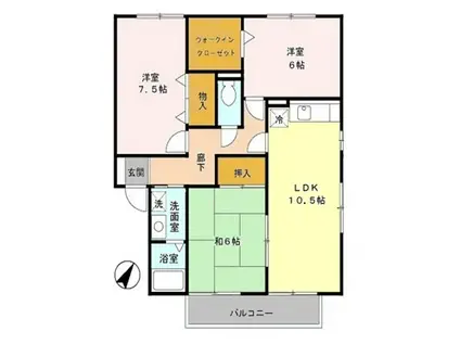 ガーデンビュー北在家(3LDK/1階)の間取り写真