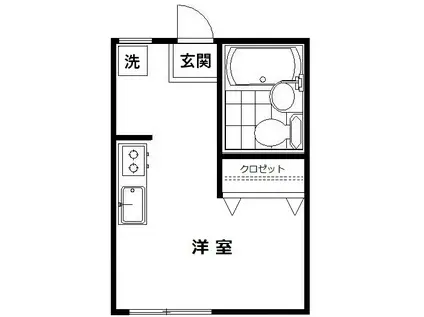 吉田ハイツ(ワンルーム/1階)の間取り写真